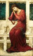 John Melhuish Strudwick When Sorrow comes to Summerday Roses bloom in Vain oil painting